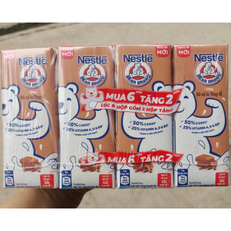 lốc 6 tặng 2  sữa Nestlé gấu sô cô la 180ml