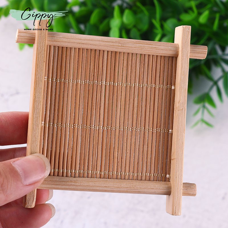 Khay tre vuông trang trí, khay nhỏ để chén trà - Phụ kiện chụp hình - Gippy Decor