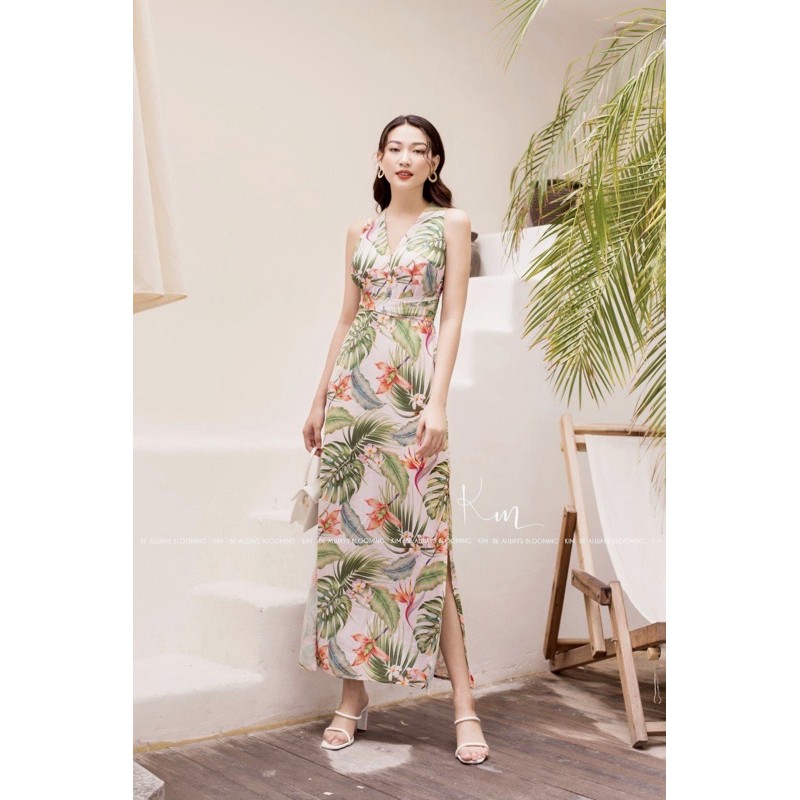 Đầm maxi xẻ tà ảnh thật