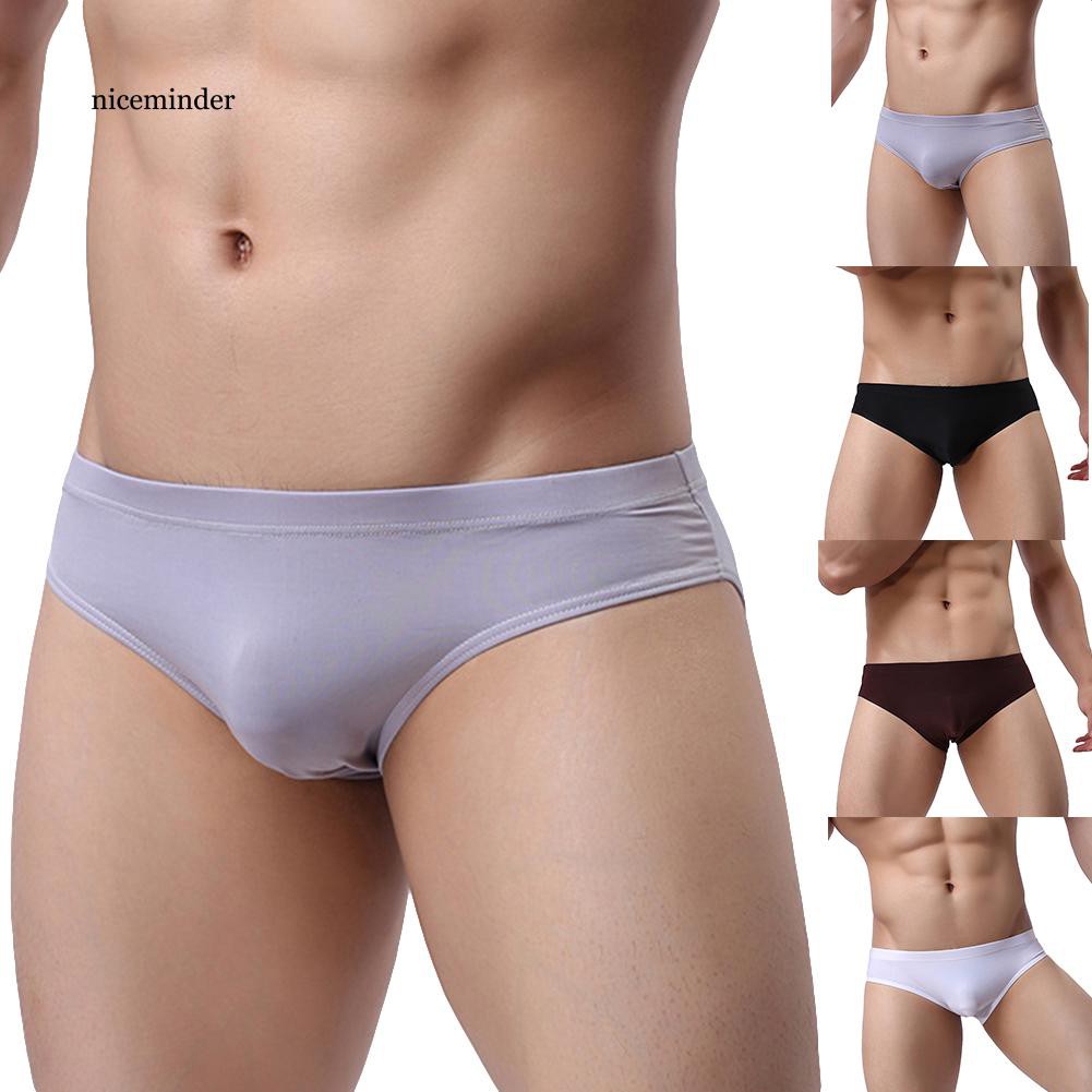 Ncm_sexy Quần Lót Lụa Lạnh Co Giãn Màu Trơn Cho Nam