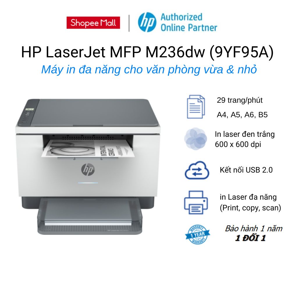 Máy in đa chức năng HP LaserJet M236dw - ( 9YF95A ) - Chính hãng