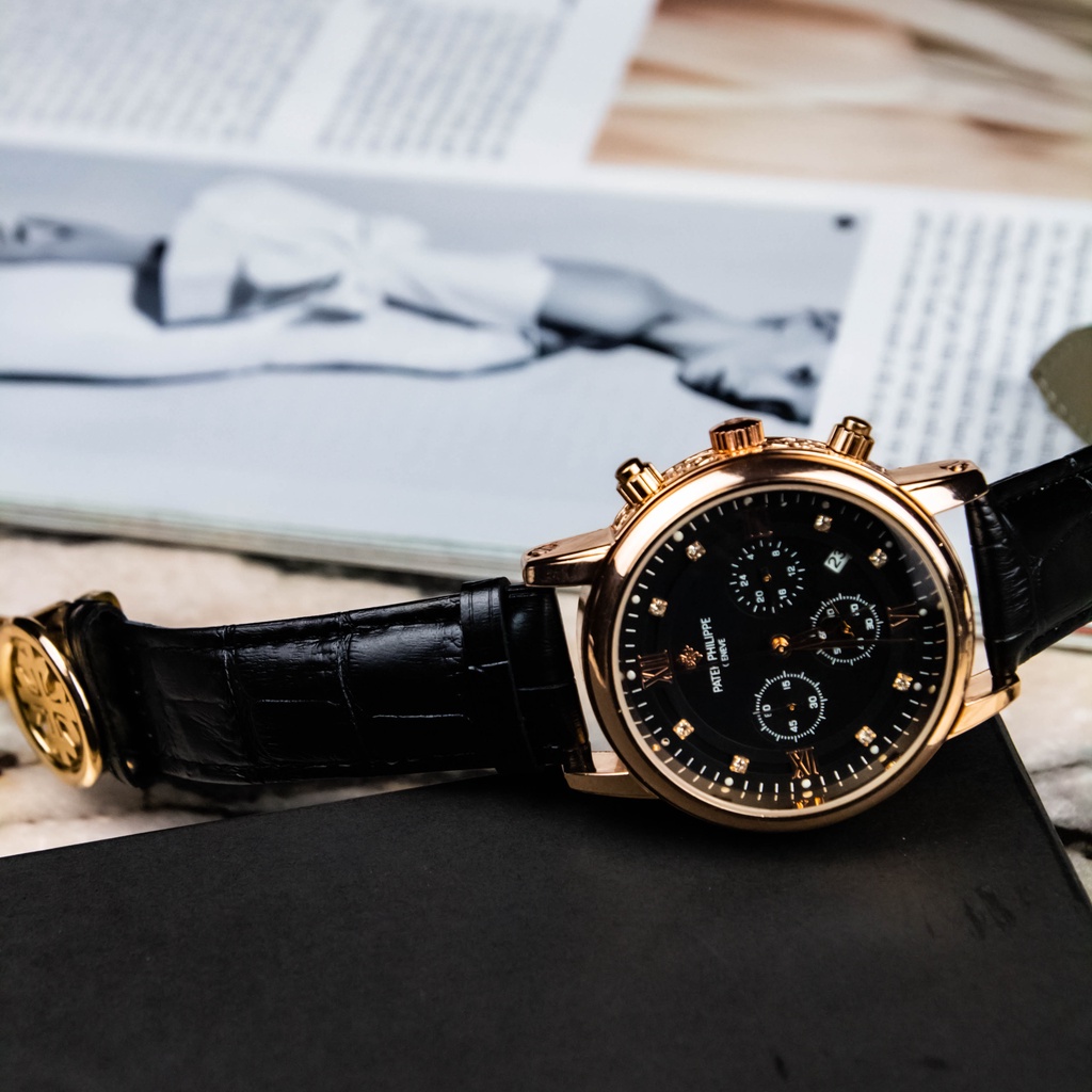 Đồng Hồ Nam dây da PATEK.PHILIP 6 kim Dáng Thể Thao Thời Trang Mặt Đen | BigBuy360 - bigbuy360.vn