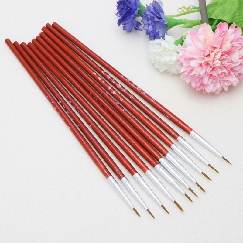 Set 10 Cọ Vẽ Tranh Màu Nước / Acrylic / Sợi Nylon