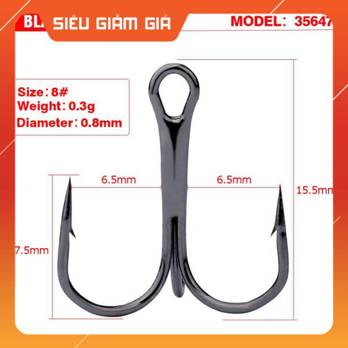[Combo] [Combo] Combo 10 Lưỡi  Câu 3 Tiêu có ngạnh Thép không rỉ gắn mồi giả, câu lure lưỡi ba tiêu [Giá rẻ] [Giá rẻ]
