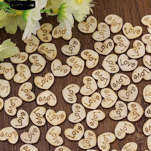 Set 100 Nút Gỗ Hình Trái Tim Xinh Xắn Dùng Để Trang Trí Đồ Thủ Công