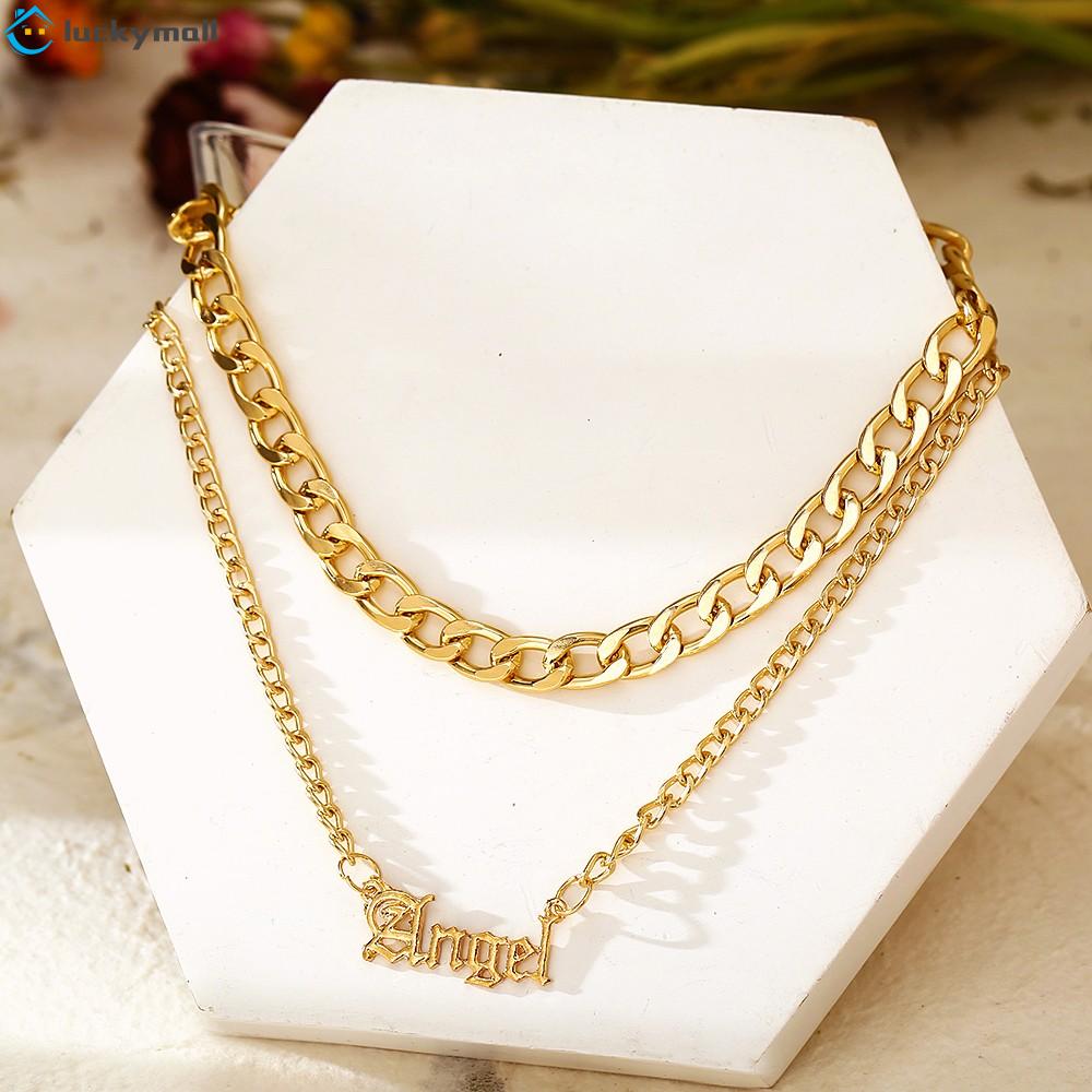 vòng cổ Hợp Kim Nhiều Lớp Mặt Hình Thiên Thần Thời Trang Cho Nữ