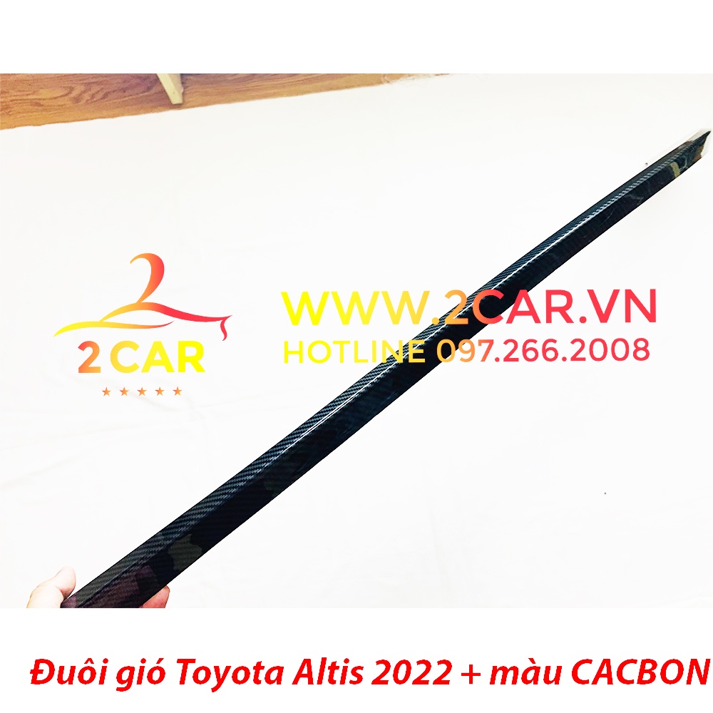 Đuôi gió thể thao, cánh lướt gió Xe Toyota Altis 2022 2023 Sơn Màu CACBON, Tặng kèm keo dính
