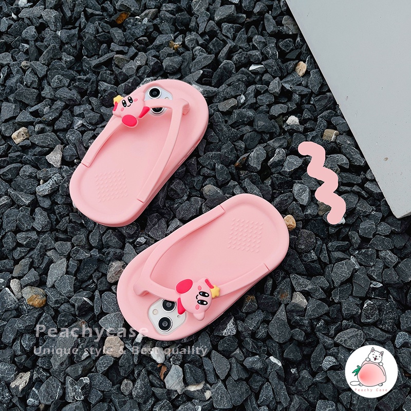 Ốp Điện Thoại Silicon TPU Mềm Nắp Lật Chống Rơi Hình Kirby Màu Hồng Cho iPhone 15 14 13 Mini 12 Pro Max 11 Xr Xs Max X 7 8 Plus 12 Mini