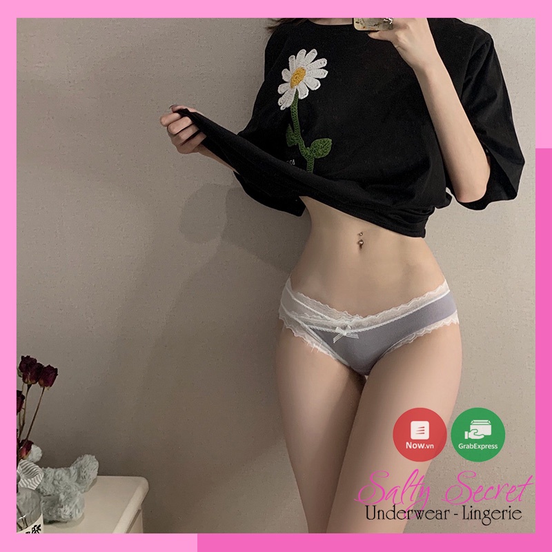 Quần Lót Cotton Phối Ren Nữ Không Đường May Sexy Cao Cấp