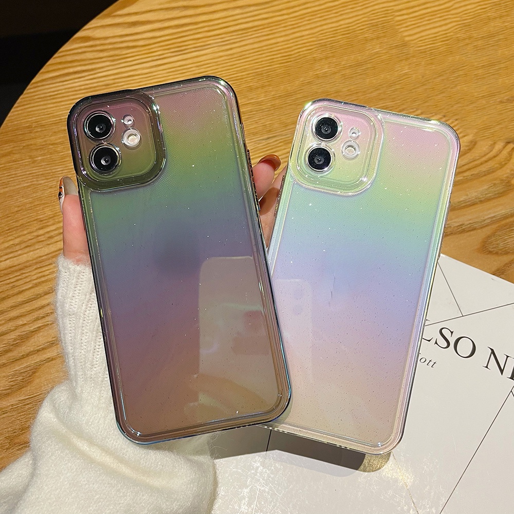 Ốp Điện Thoại TPU Dẻo Màu Laser Lấp Lánh Sang Trọng Chống Sốc Cho iPhone 13 12 11 Pro Max X XR XS Max