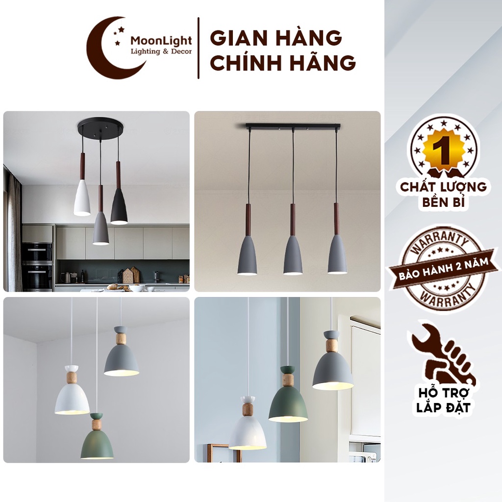 Bộ 3 Đèn Thả Hiện Đại MOONLIGHT Thiết Kế Khung Hợp Kim Sơn Tĩnh Điện Kèm Bóng Led Chuyên Dụng, Công Suất 15w