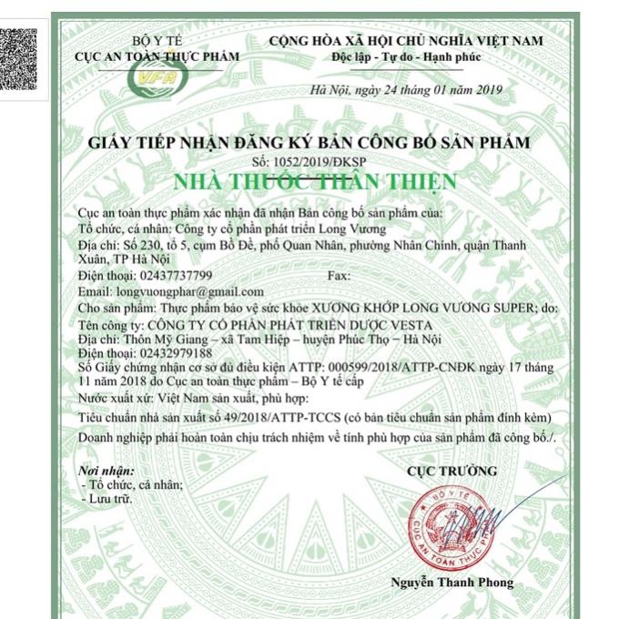 XƯƠNG KHỚP LONG VƯƠNG – Giúp tái tạo phục hồi sụn khớp, tăng tính đàn hồi độ linh động của khớp