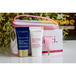 Set Clarins mini tặng túi đựng mỹ phẩm từ Jinjonbeshop