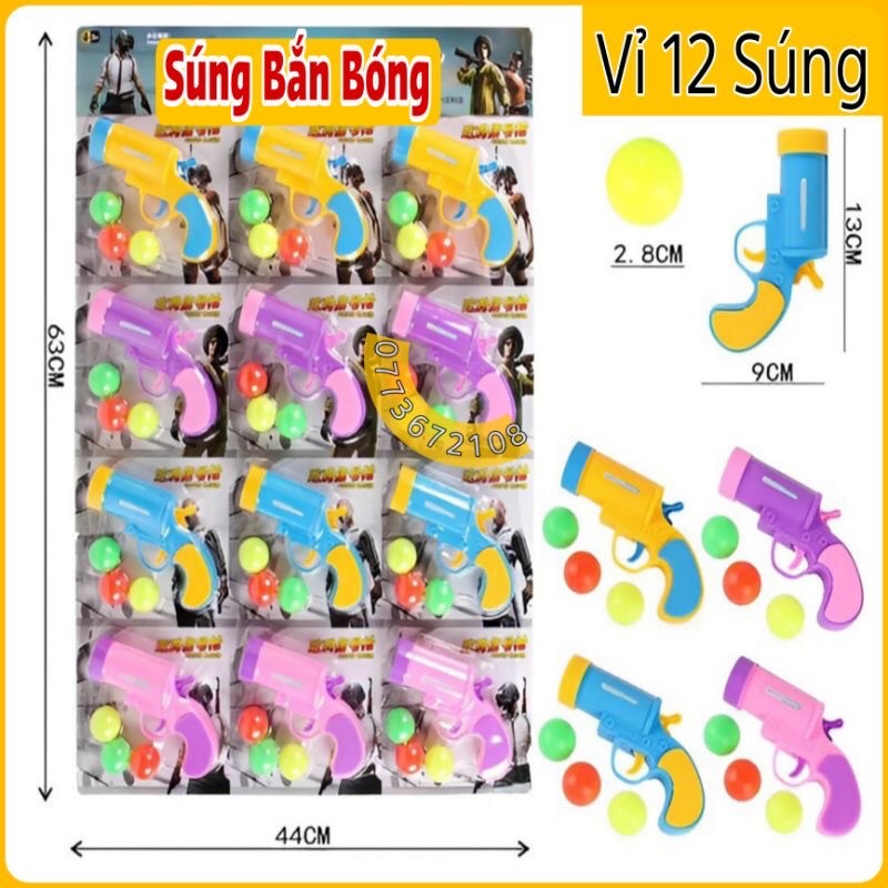 Sỉ vỉ 12 bộ đồ chơi bắn bóng nhựa an toàn ABS