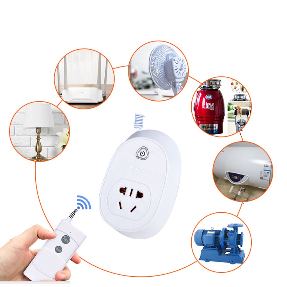 Ổ cắm điều khiển từ xa 1KM HONEST HT-9501CZD công suất lớn 3000W HÀNG CHÍNH HÃNG 2 chân cắm tròn