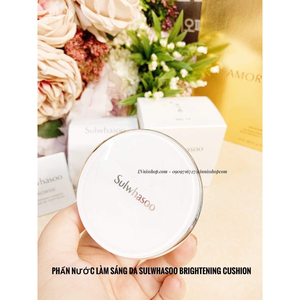 Phấn nước trang điểm dưỡng trắng và kiềm dầu Sulwhasoo Snowise Brightening Cushion SPF50+ PA+++ (Kèm lõi thay thế) 14gx2