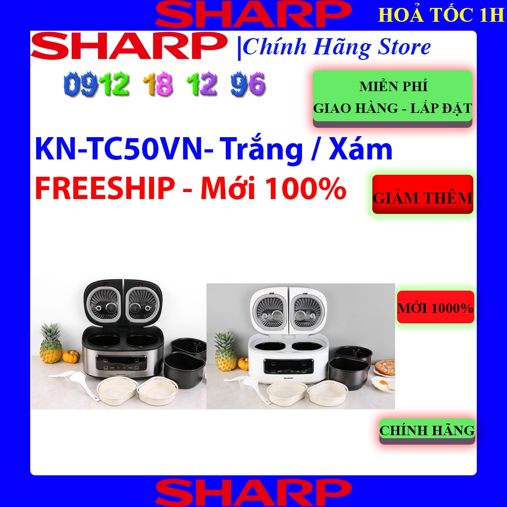 Nồi cơm 2 ngăn đa năng Sharp 1.8 lít KN-TC50VN-SL ,Hàng chính hãng