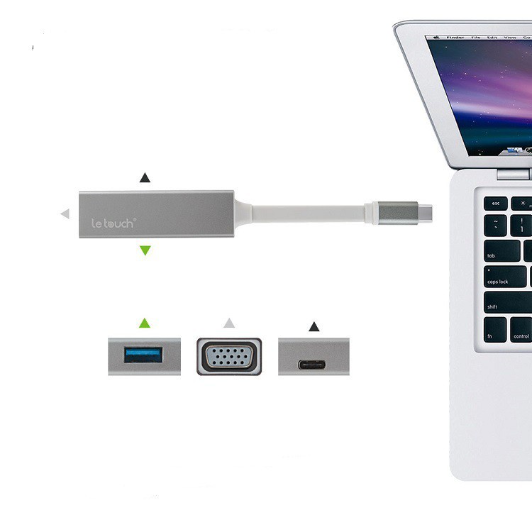 [Hàng Chính Hãng] Cáp Chuyển Đổi Cổng LE TOUCH USB 3.0 TYPE-C VGA Hub with Power Delivery