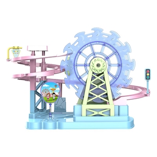 LT02-Children‘s Ferris Wheel Toys Electric Track Slide Toys Amusement Park Ferris Wheel Car Adventure Toys with Sound And Light Gift