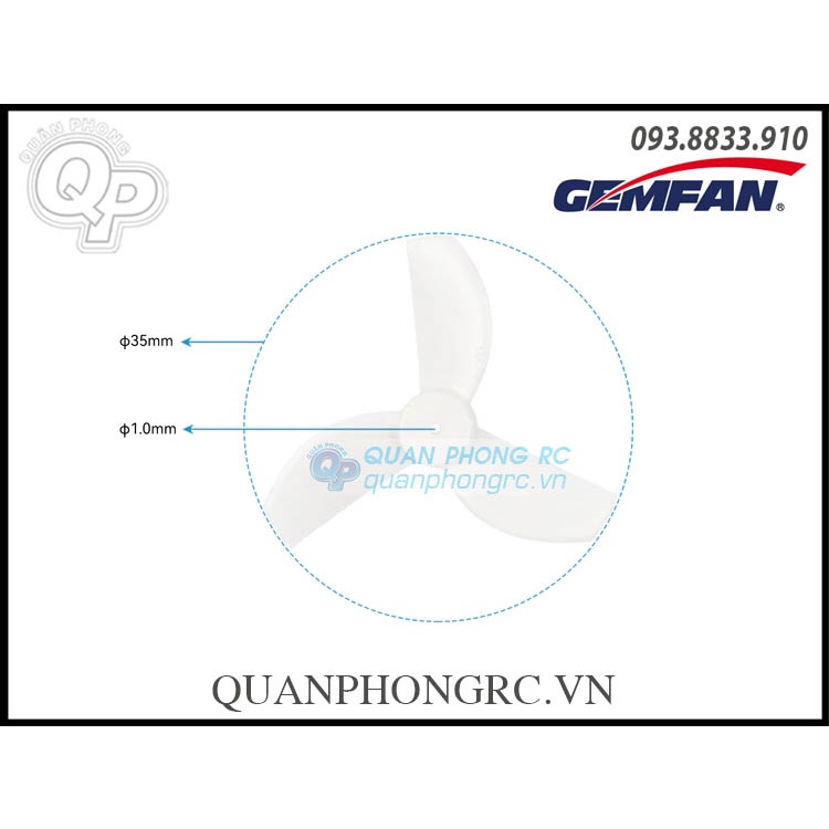 2 Cặp Cánh 3 Lá /4 lá BETAFPV GEMFAN 35mm 3 Blades Propellers Lổ 1.0mm