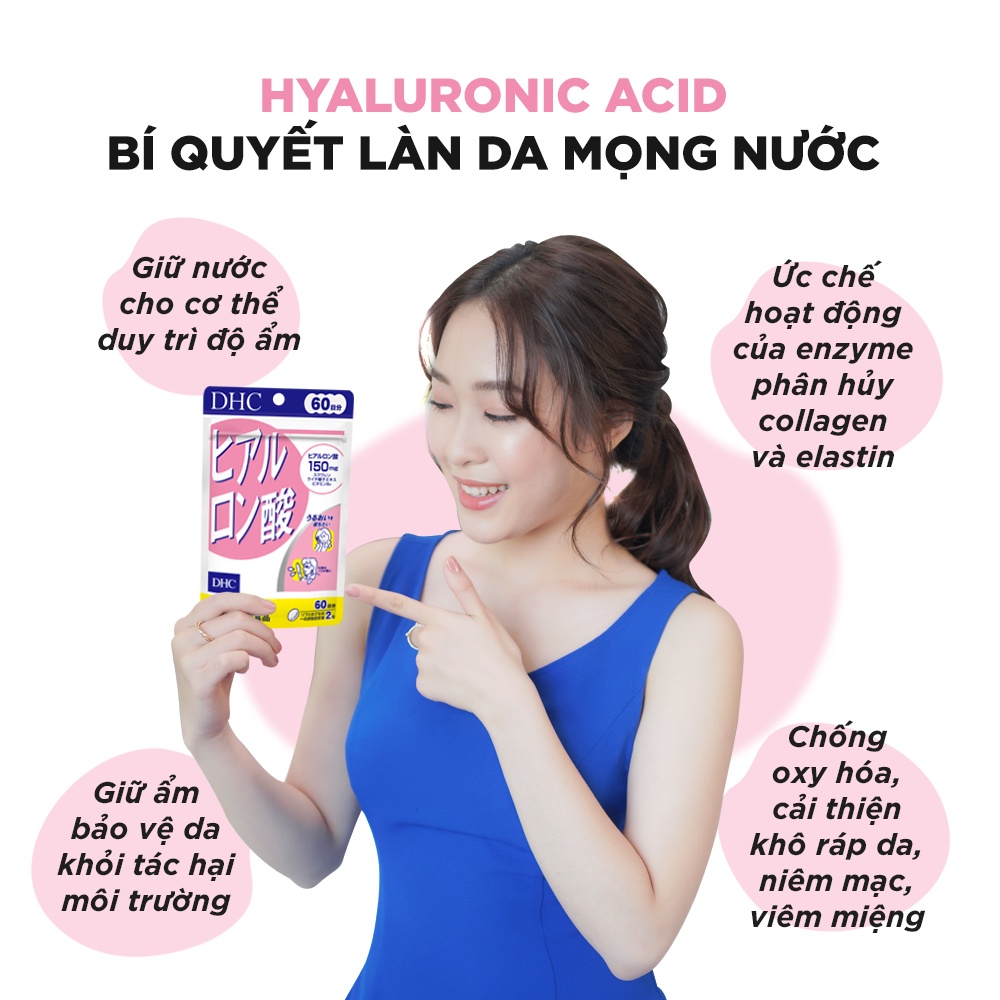 Viên uống Cấp Nước DHC Hyaluronic Acid giúp giữ ẩm, tăng độ đàn hồi cho da gói 40 viên
