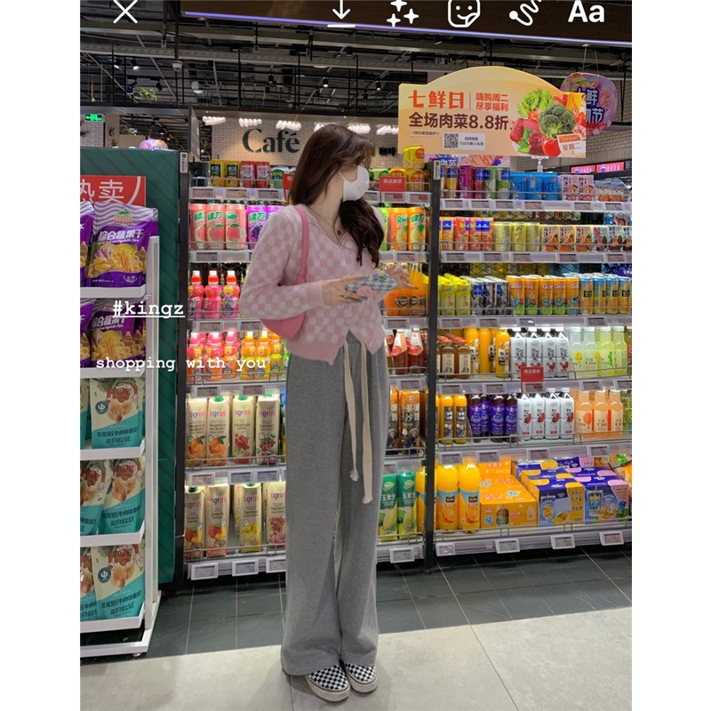 Quần thể thao ống rộng lưng cao phong cách Hàn Quốc cho nữ | BigBuy360 - bigbuy360.vn