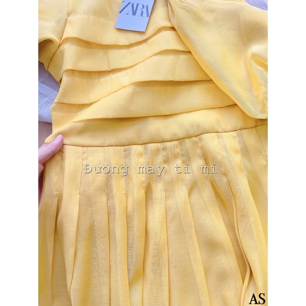 Váy tơ li eo tay bồng ZARA