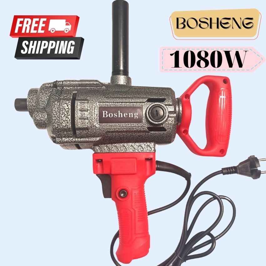 Máy khuấy trộn bột cầm tay đa năng Bosheng - Máy trộn xi măng sơn vữa tặng kèm cây khuấy