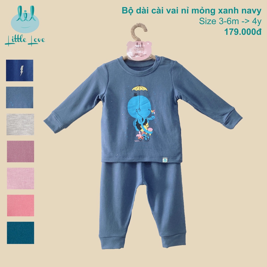 Bộ quần áo dài tay vải nỉ mỏng cho bé Lil Little Love 9m - 4Y