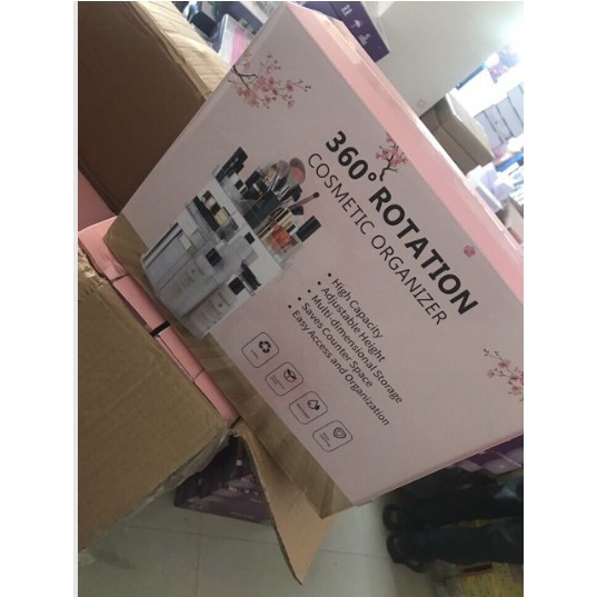 Kệ đựng mỹ phẩm, để đồ trang điểm trục xoay 360 độ mika siêu đẹp