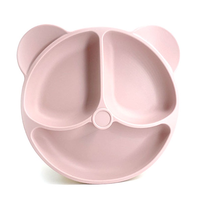 Khay Silicone Đựng Thức Ăn Có Giác Hút Hình Gấu Cười Dành Cho Bé Tập Ăn