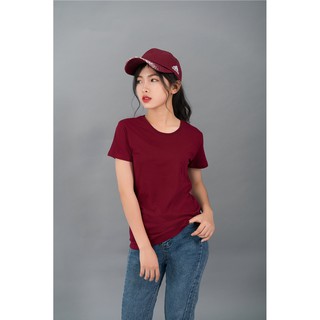Áo thun trơn nữ cổ tròn UNIU đỏ đô
