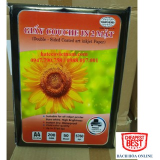 Giấy in ảnh Couche 2 mặt bóng ĐL 160, 200 g/m2