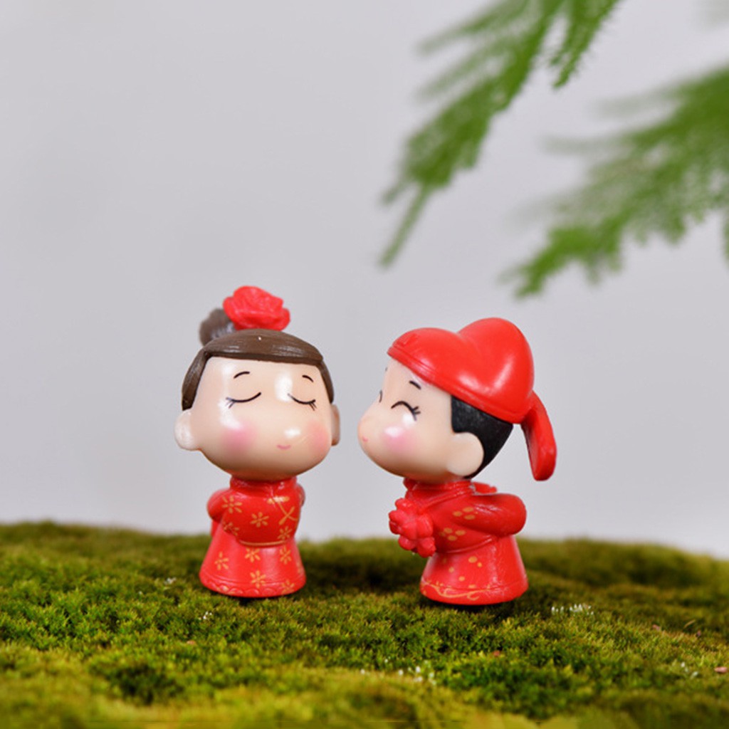 Búp bê nhồi bông hình cô dâu chú rể trang trí bánh cưới