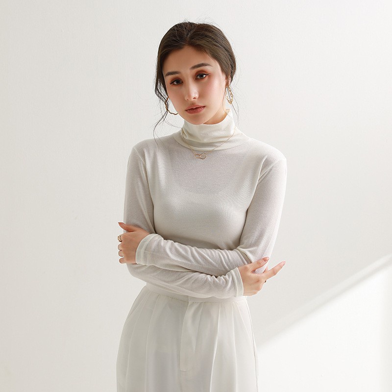 Áo thun nữ cổ lọ ôm dáng co dãn, Áo thun cổ cao SUNA FASHION