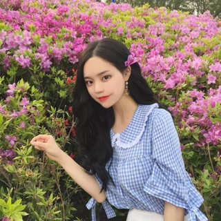 Sơ mi kẻ xanh Hàn xẻng