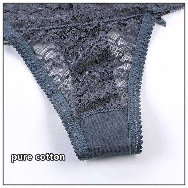 Set 3 quần lót ren lọt khe ZXYOUPING đính nơ trong suốt quyến rũ cho nữ