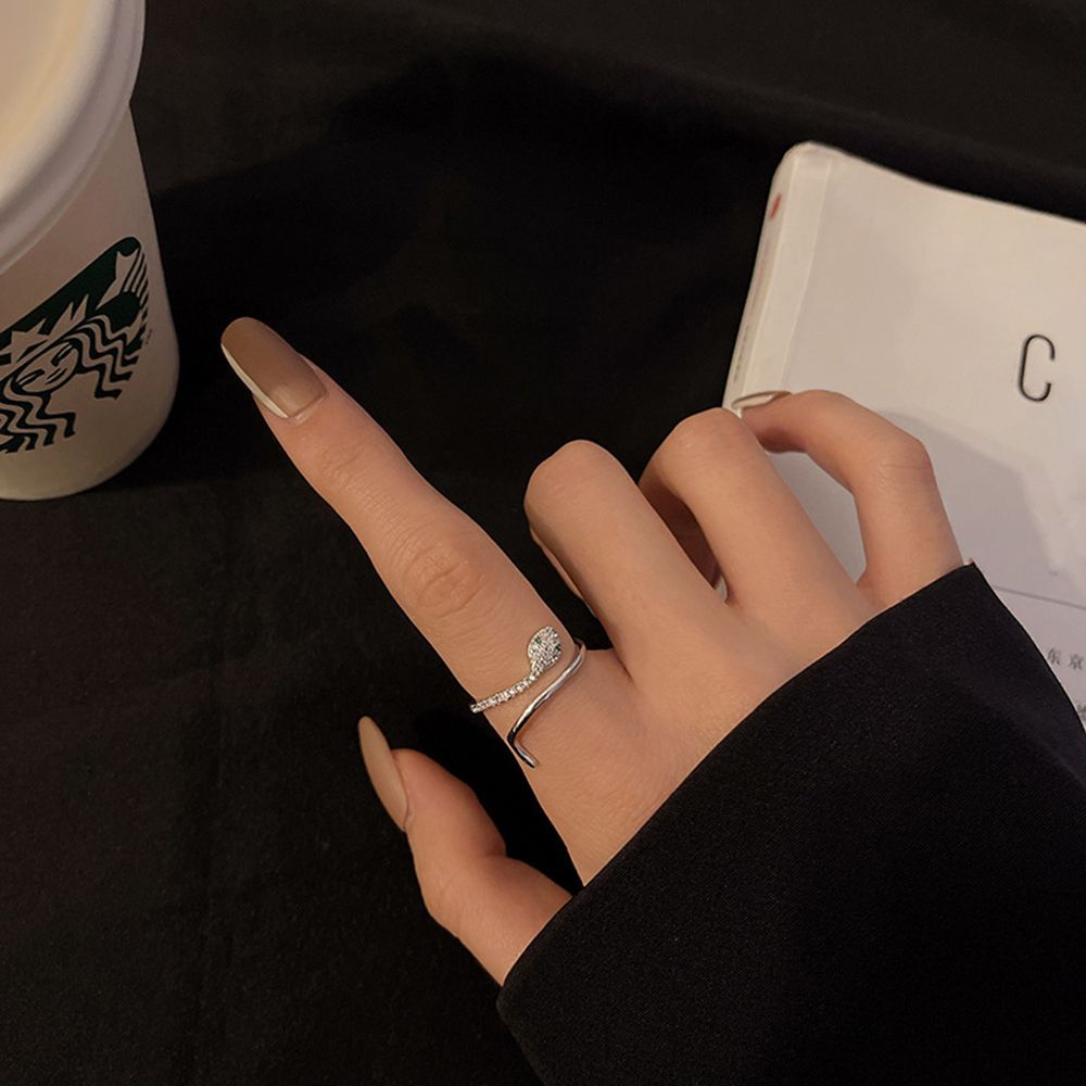 Nhẫn mở hình rắn đính đá zircon sang trọng thời trang đi tiệc cho phụ nữ