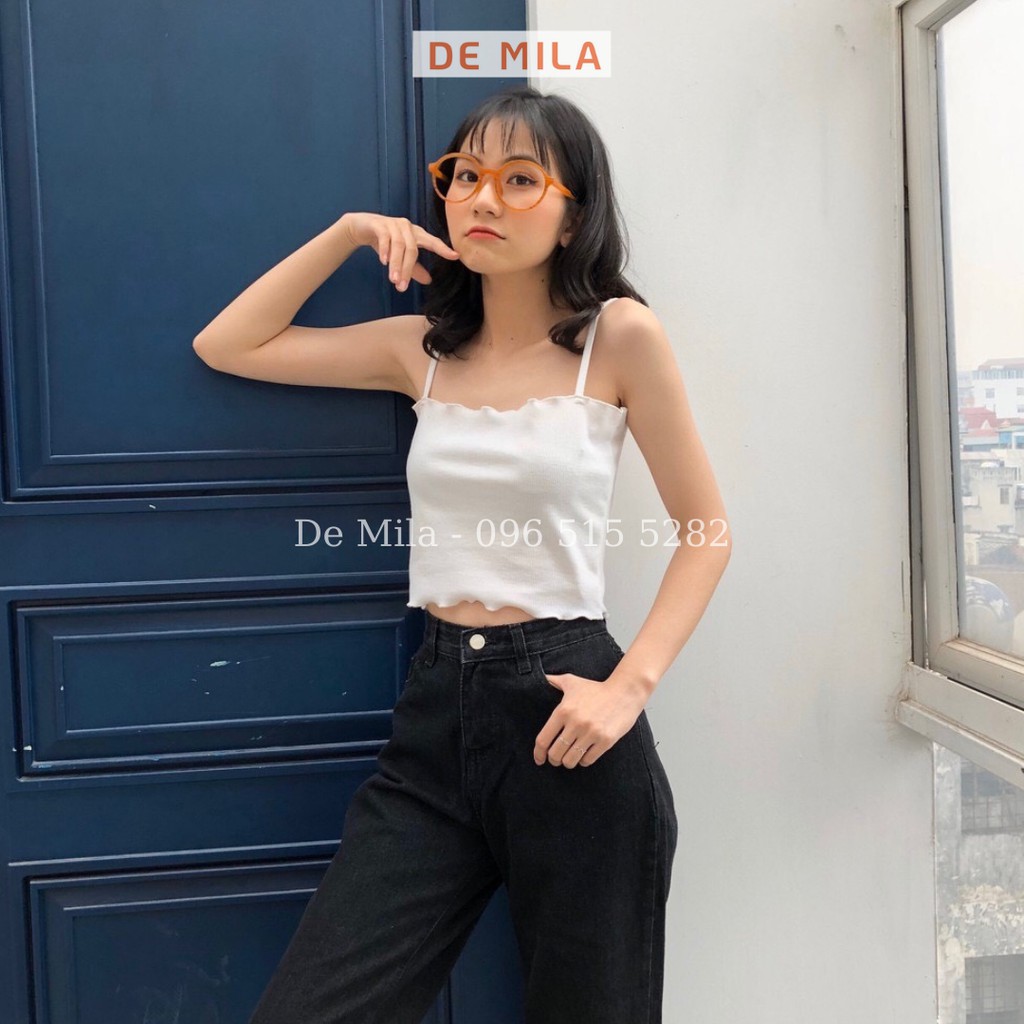 Áo Hai Dây De Mila Dáng Ôm Viền Lượn Sóng Vải Cotton Mịn Cao Cấp Áo 2 Dây Nữ Co Giãn 4 Chiều - AVQ45 | BigBuy360 - bigbuy360.vn