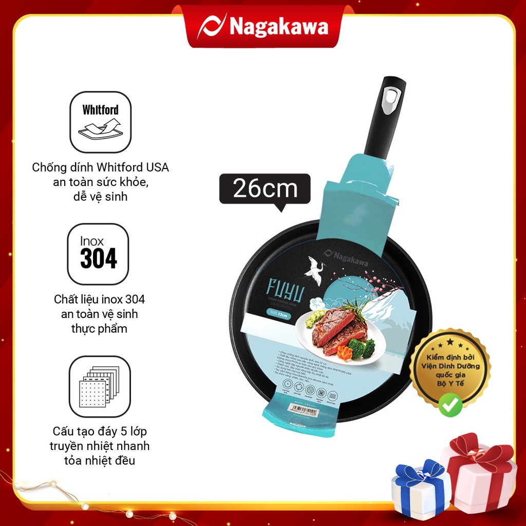 Chảo chống dính Nagakawa Fuyu NAG2605/ chảo chống dính đáy từ NAG2601