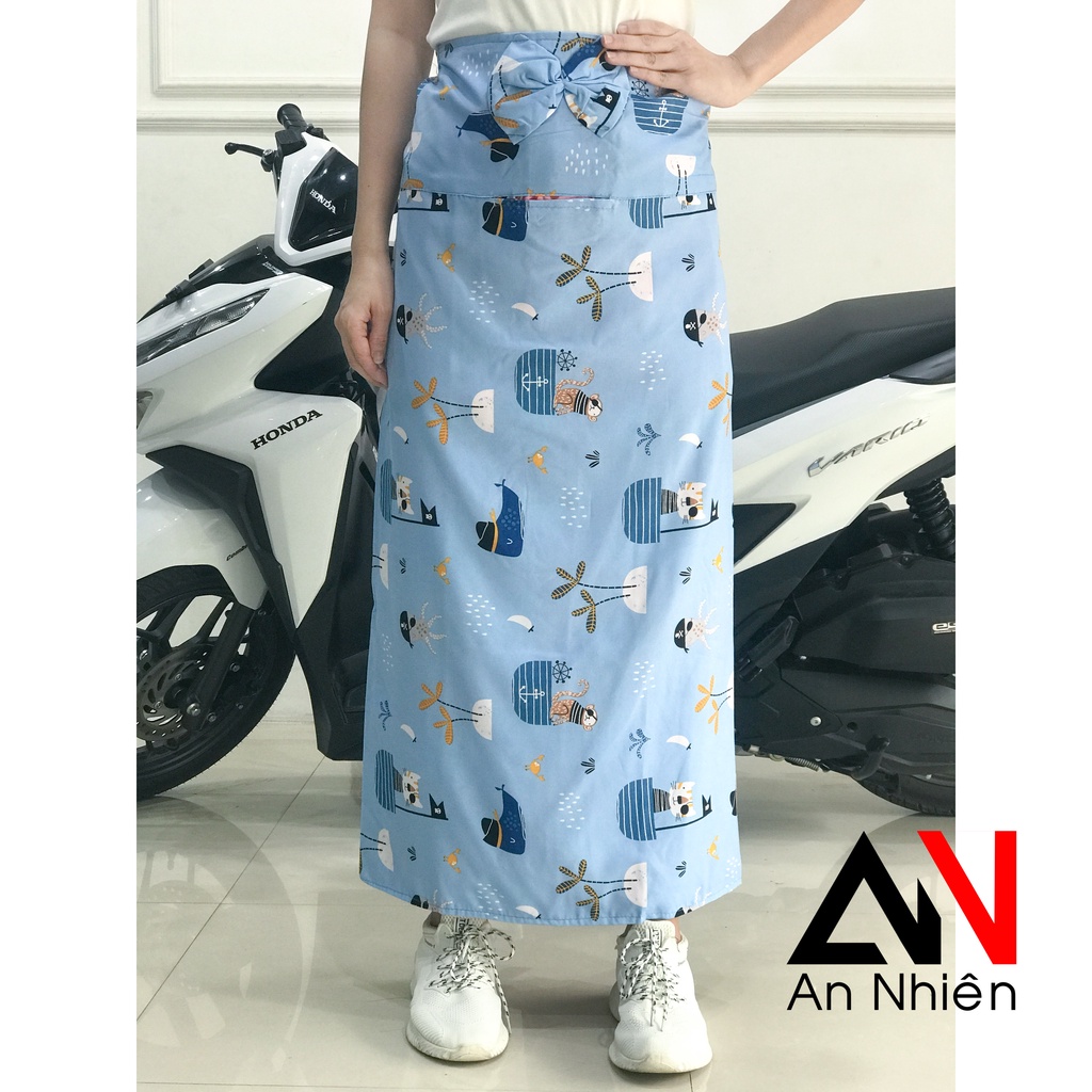 váy chống nắng quây 1 tà kate 2 lớp nút bấm và băng dính eo từ 65-85cm cao dưới 1m65 - được chọn mẫu