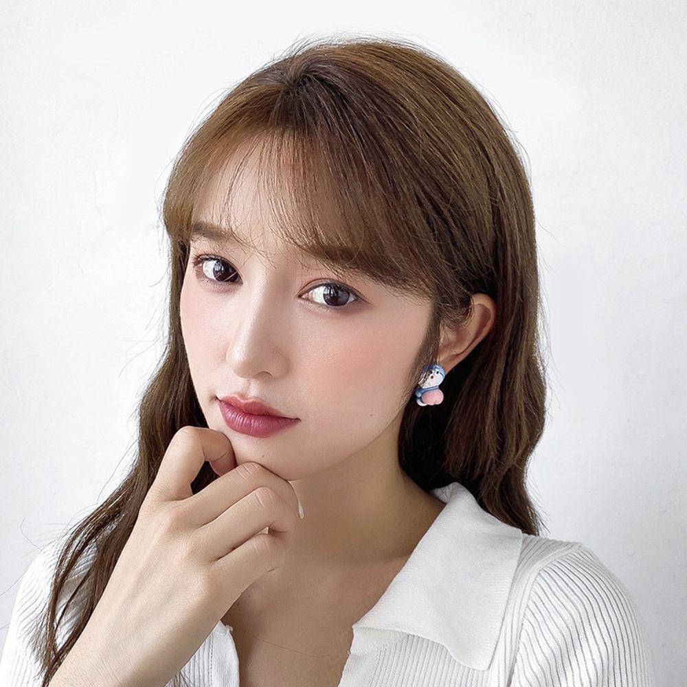 Bông Tai Hoạt Hình Kiểu Hàn Quốc Bất Đối Xứng Hình Chuột Mickey / Cậu Bé Bút Chì