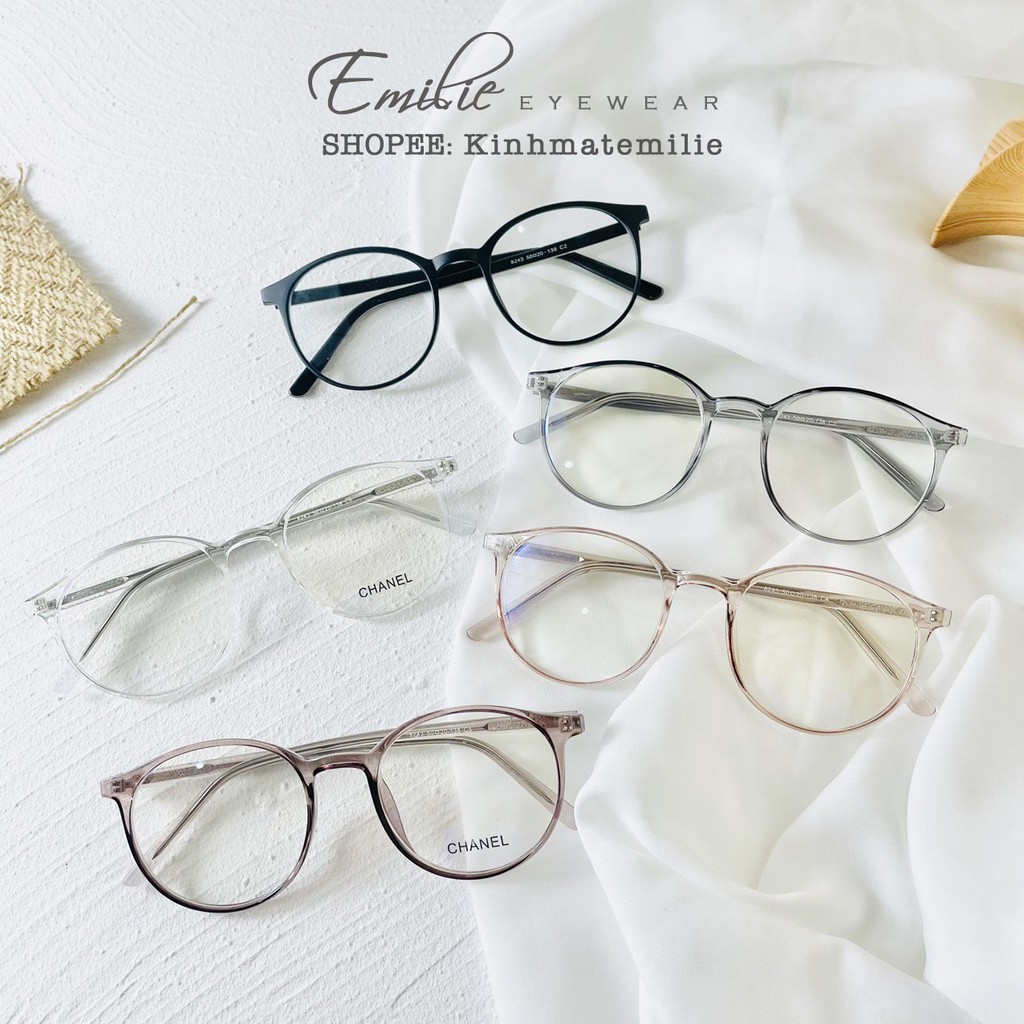 Gọng kính nhựa dẻo tròn nam nữ Emilie eyewear phụ kiện thời trang 8243