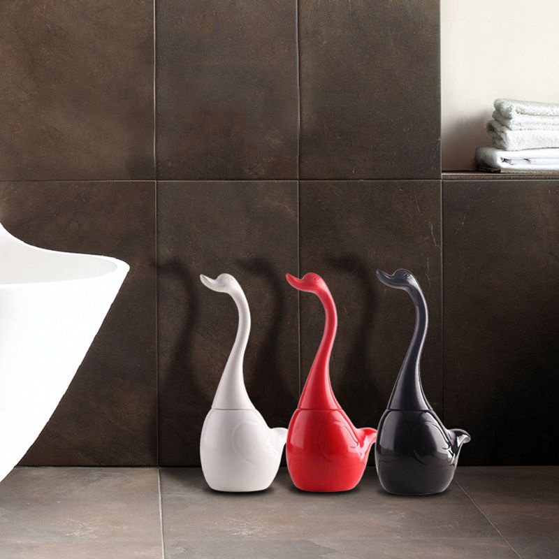 Bàn Chải Vệ Sinh Toilet Bằng Nhựa Kèm Giá Đỡ Hình Thiên Nga Sáng Tạo
