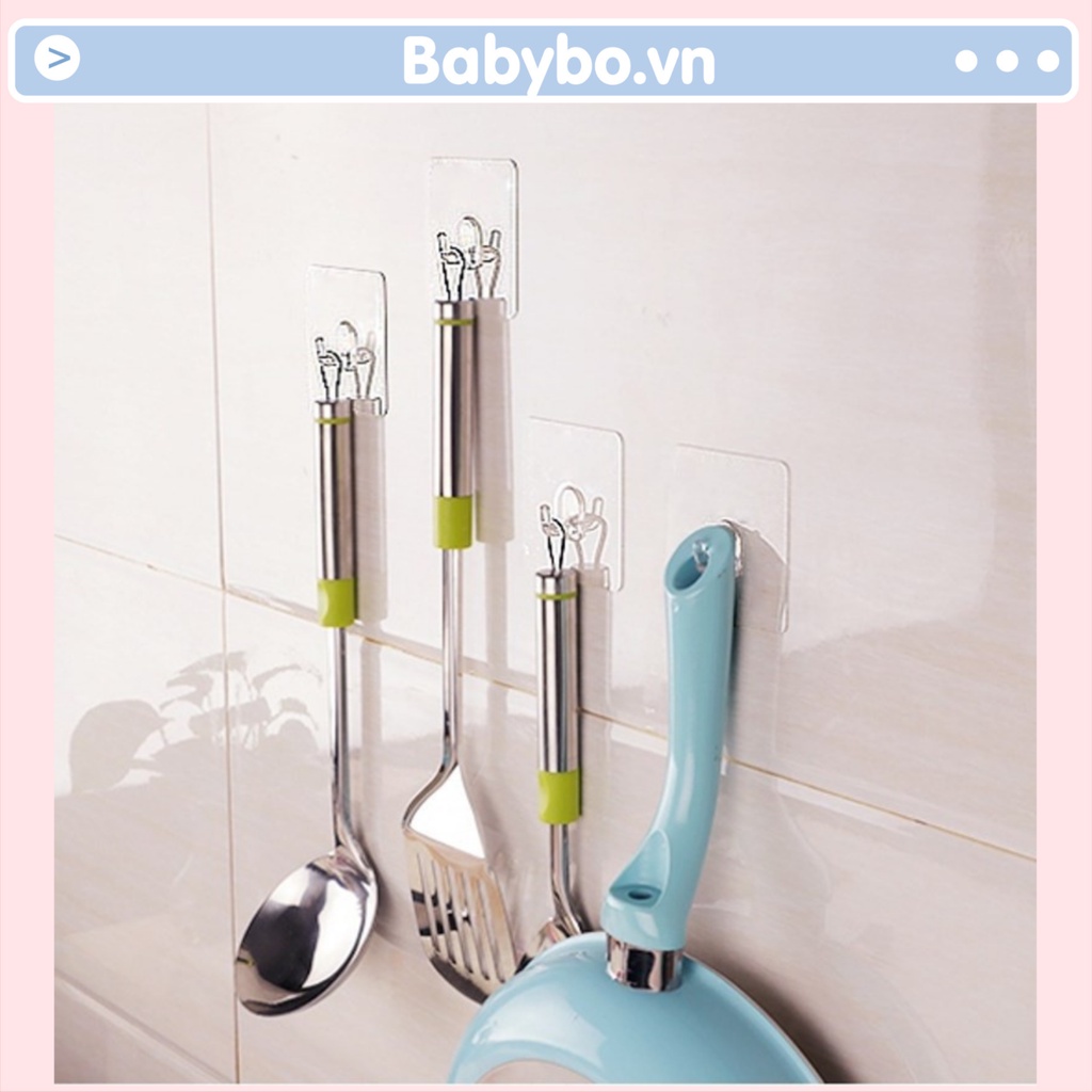 Móc dán cường lực, set 10 móc dán trong suốt tiện lợi dùng để treo đồ vật nhỏ trong nhà tải trọng tối đa 10kg