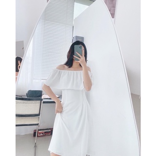 Váy trễ vai chiết ly eo