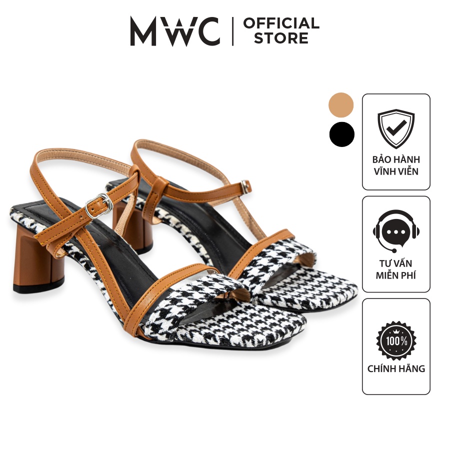 Giày MWC 4271 - Giày Sandal Cao Gót 5cm, Sandal Cao Gót Đế Dẹp, Cao Gót Hở Mũi Cá Tính