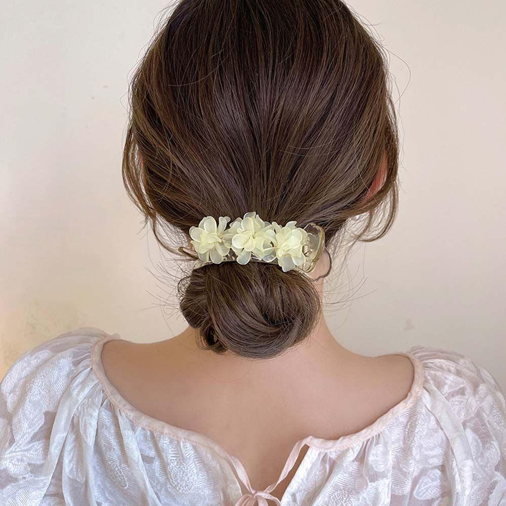 Kẹp Tóc Càng Cua Cố Định Tóc Đuôi Ngựa Hình Hoa Phong Cách Hàn Quốc Vintage Sáng Tạo Cho Nữ