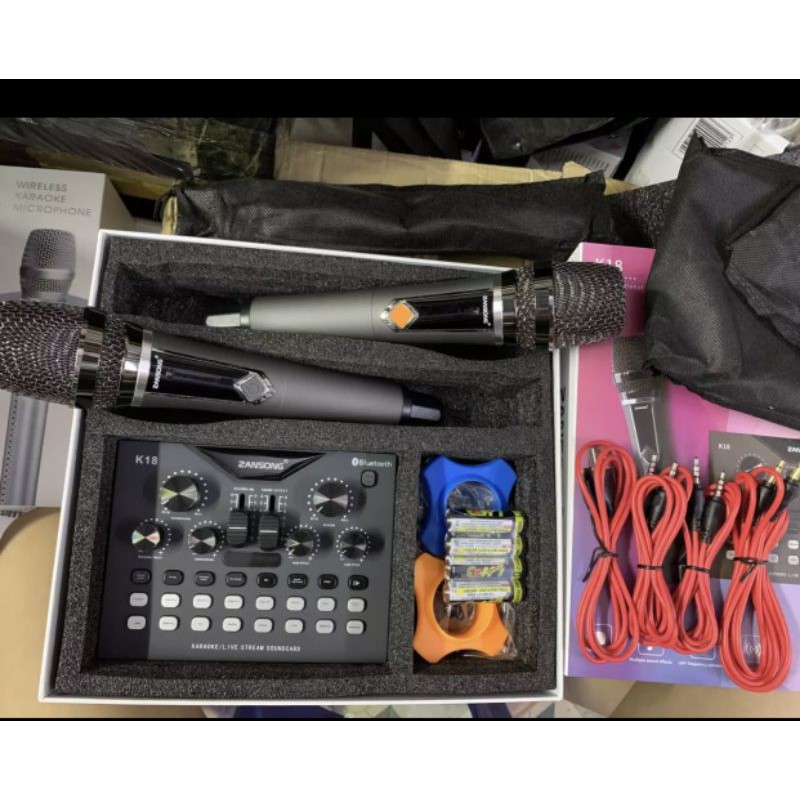 Bàn Mixer K18 ( Mixer G4 bản nâng cấp ) kèm 2 micro cực hay dùng cho loa kéo amply và thu âm livestream
