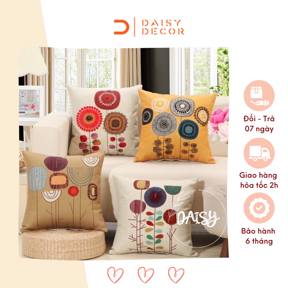 Gối tựa lưng, gối sofa trang trí cây hoa (vỏ gối không ruột) - HÀNG CÓ SẴN - Daisy.decor